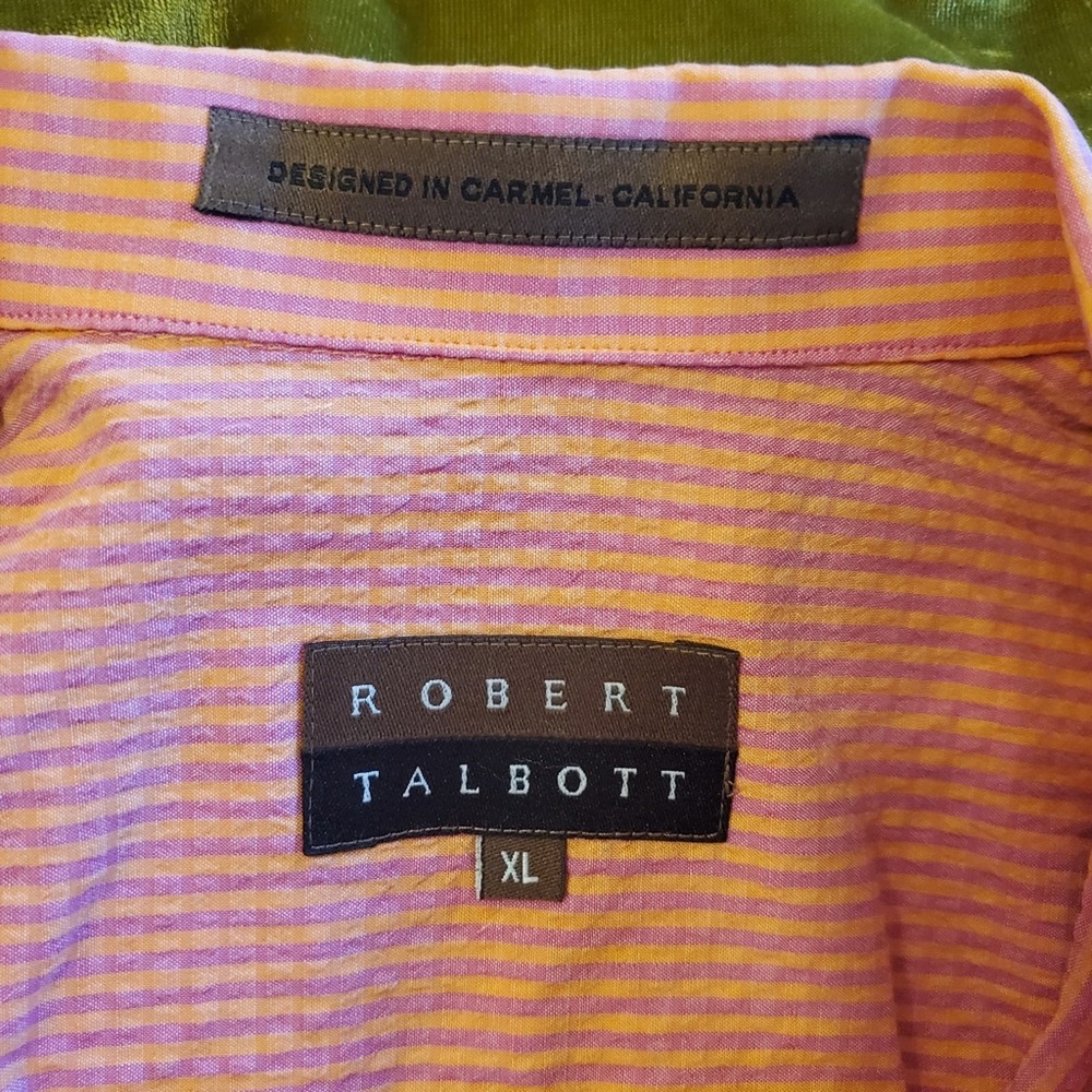 Robert Talbott Orange And Pink Button Down Short … - image 6